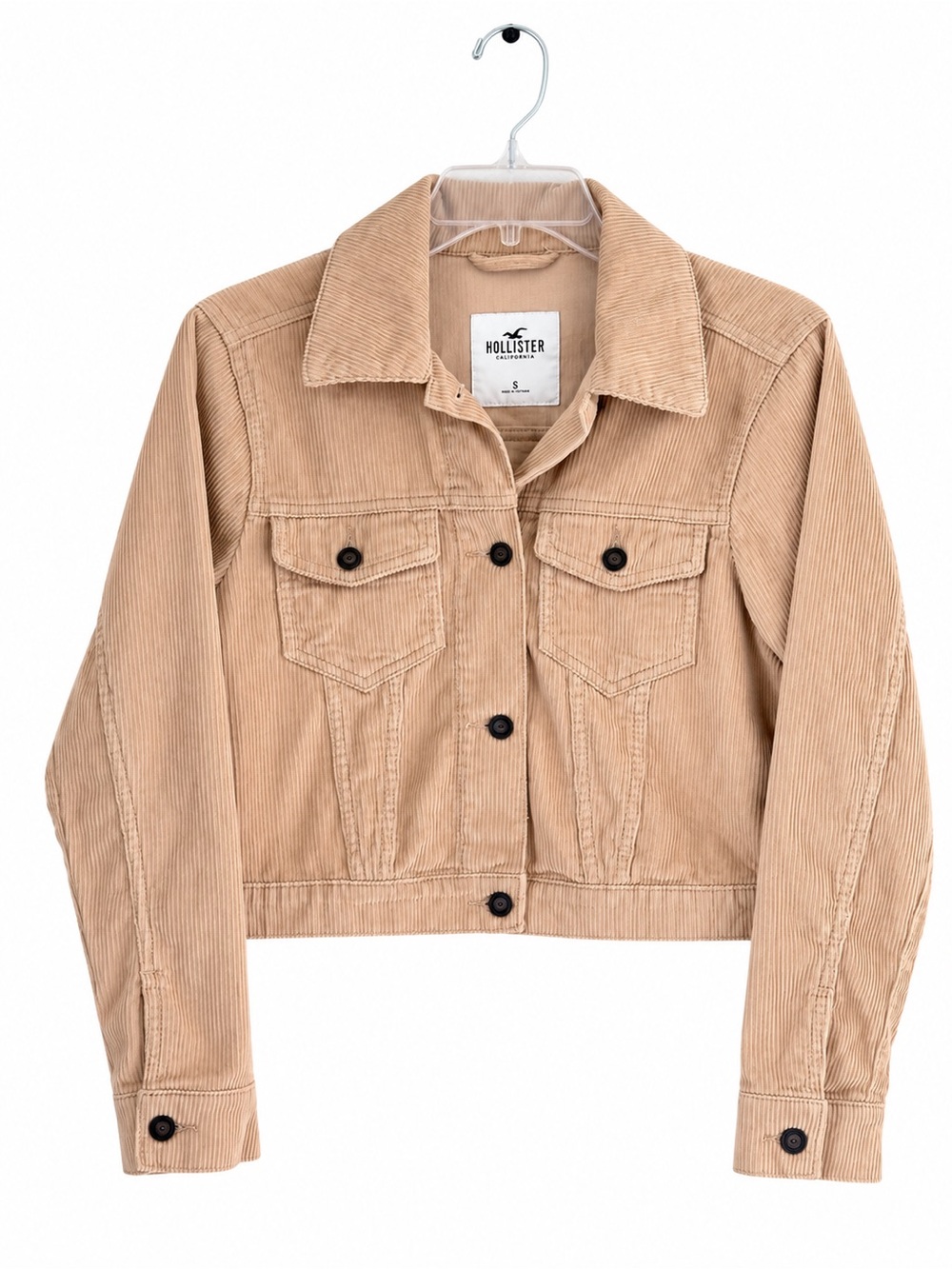 Hollister Women's Light Cream Corduroy Trucker Jacket